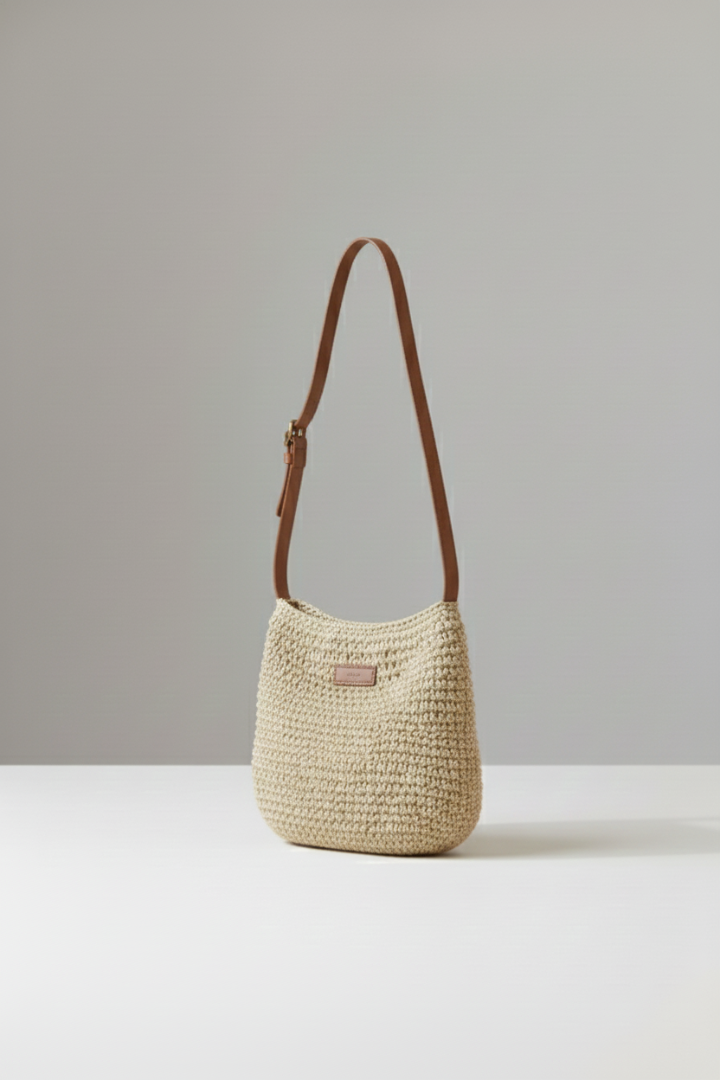 Argenta | Women’s Shoulder Bag with Woven Surface and Long Strap