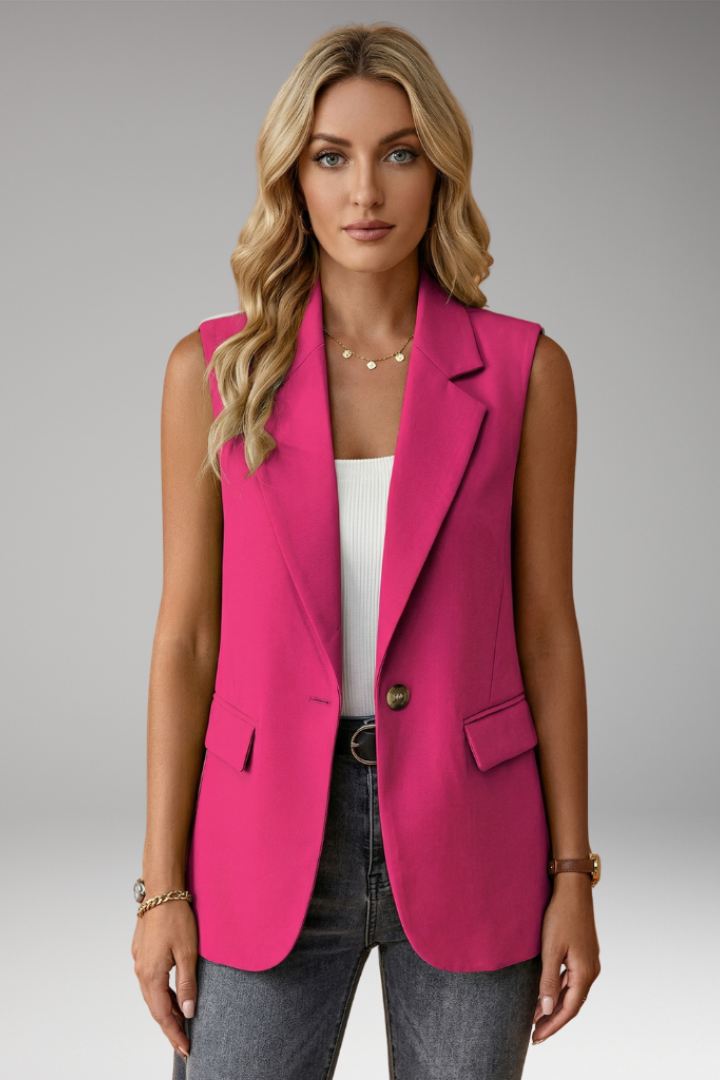 Edwina | Women’s Sleeveless Blazer with Notch Collar and Pockets