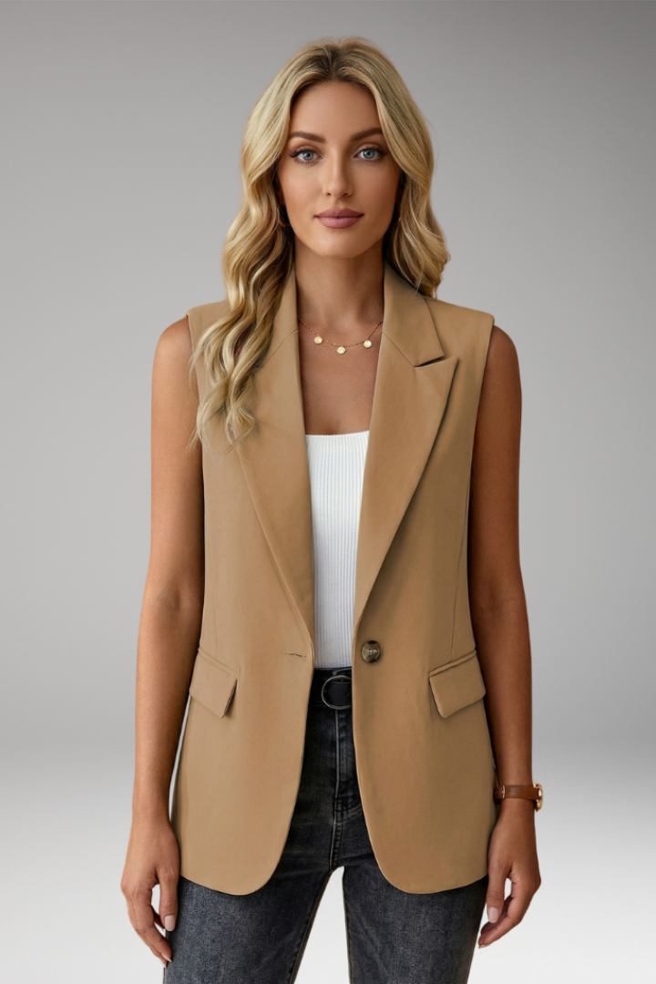 Edwina | Women’s Sleeveless Blazer with Notch Collar and Pockets