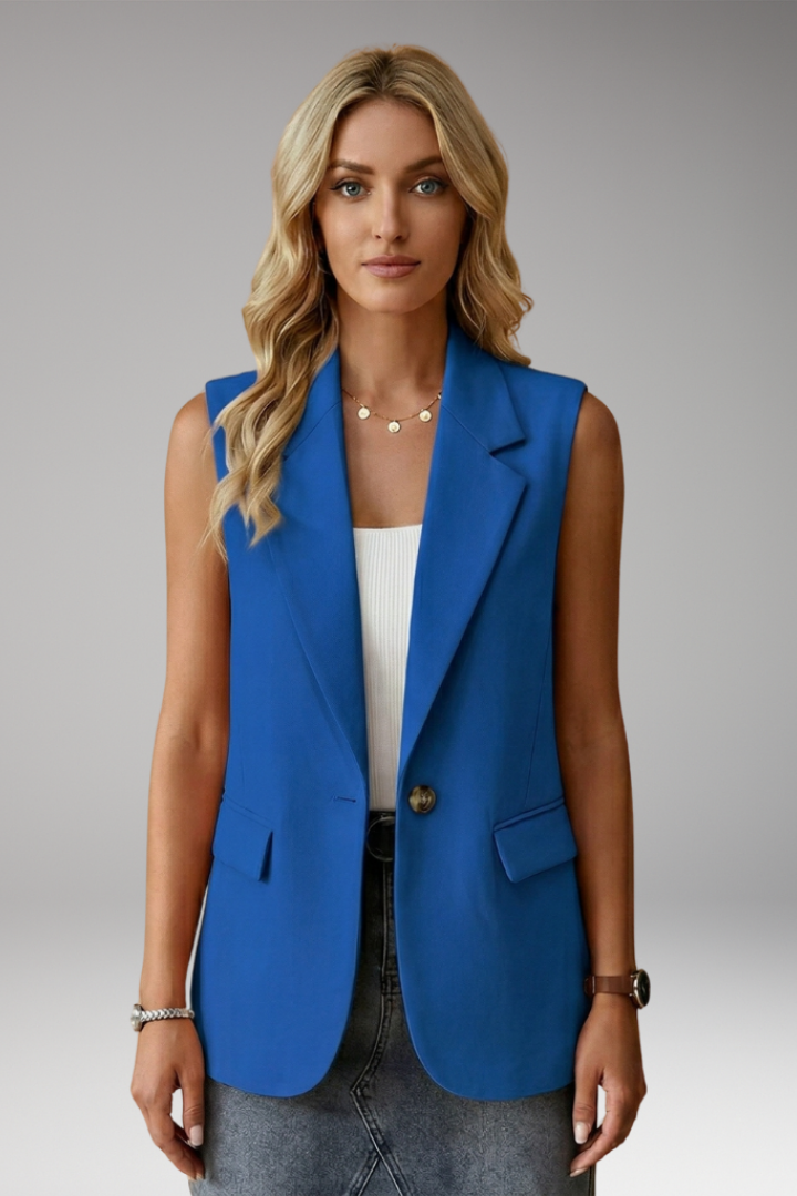 Edwina | Women’s Sleeveless Blazer with Notch Collar and Pockets