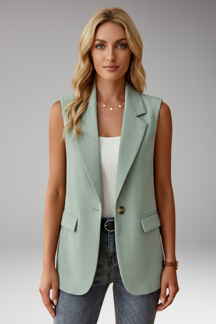 Edwina | Women’s Sleeveless Blazer with Notch Collar and Pockets