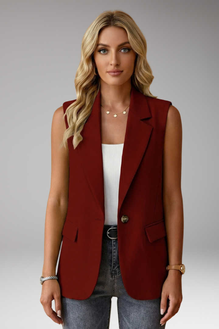 Edwina | Women’s Sleeveless Blazer with Notch Collar and Pockets
