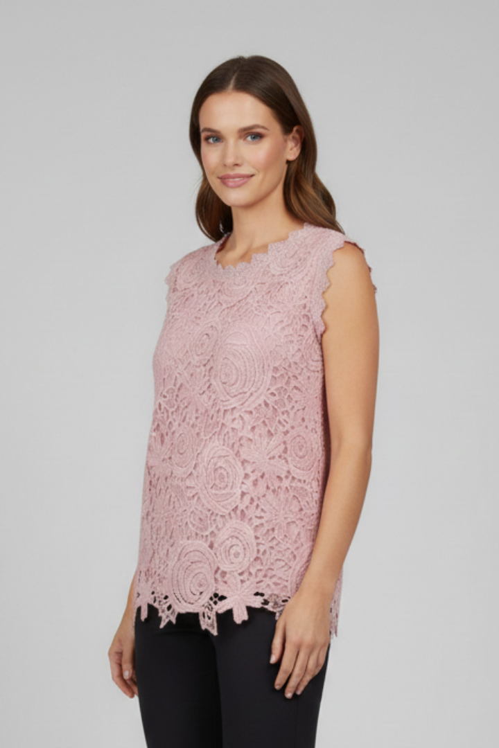 Dame Ærmeløs Bluse med V Halsudskæring og Struktureret overflade