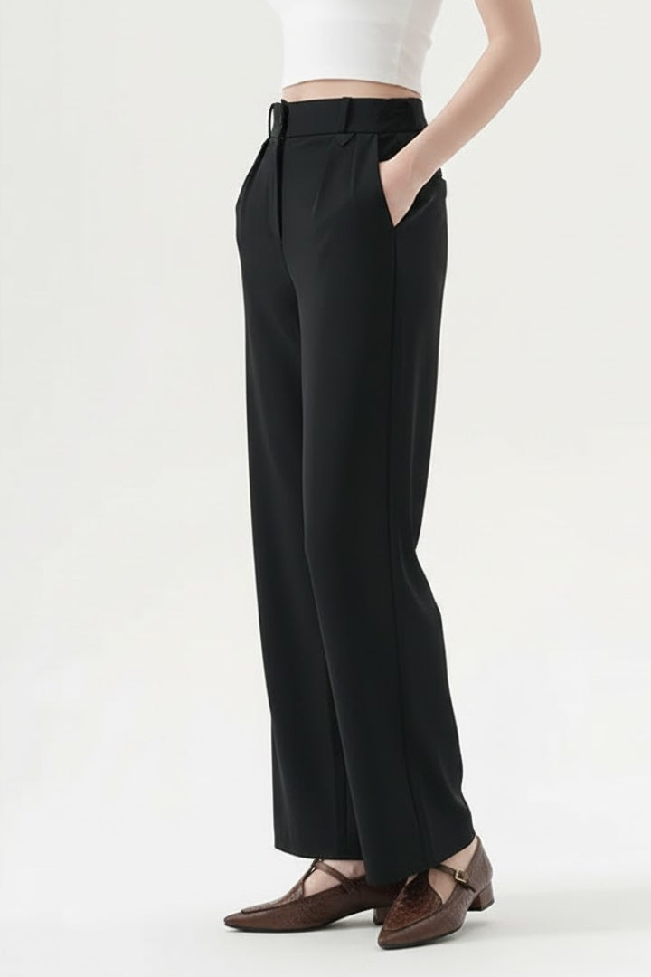 Carlotta | Women’s Straight-Leg Trousers with Pleated Waist and Pockets