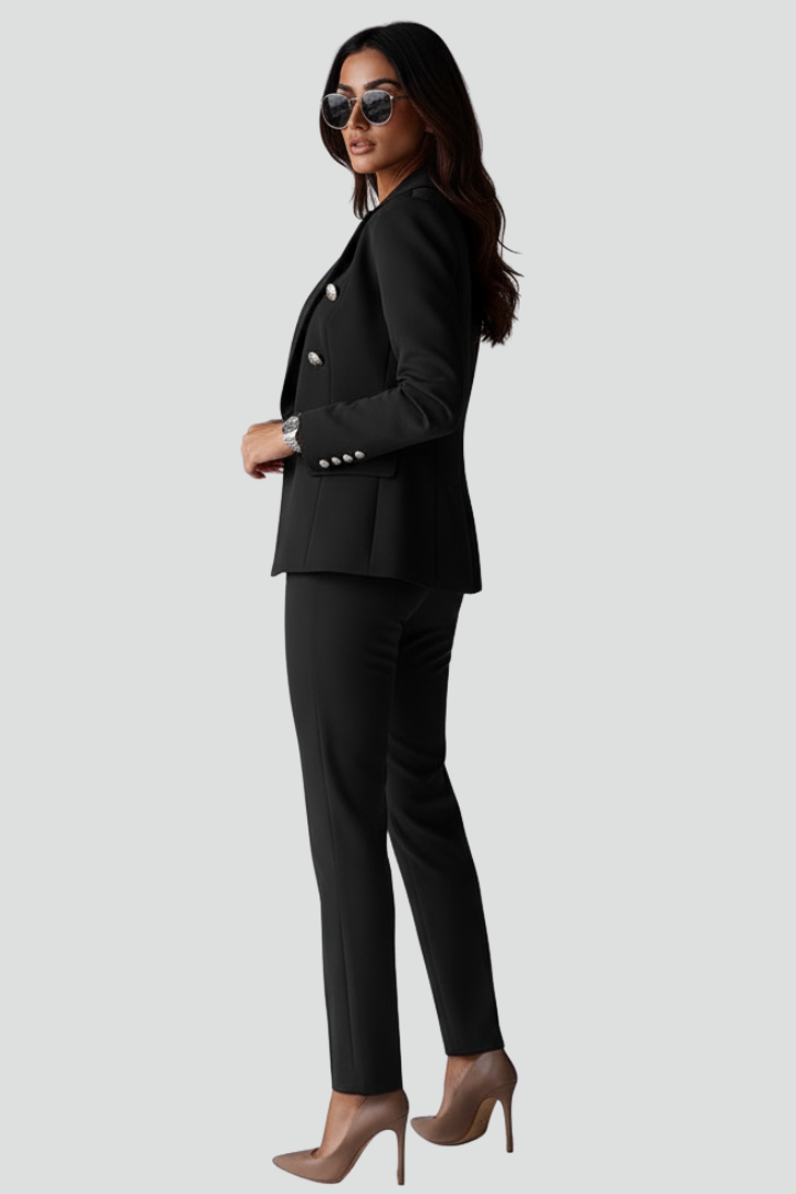 Zweiteiliges Anzug-Set für Damen – Tailliertes Blazer & gerade Hose für Büro & Business