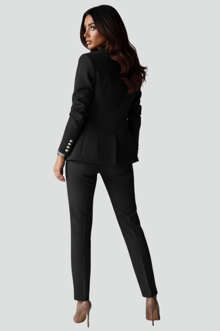 Zweiteiliges Anzug-Set für Damen – Tailliertes Blazer & gerade Hose für Büro & Business