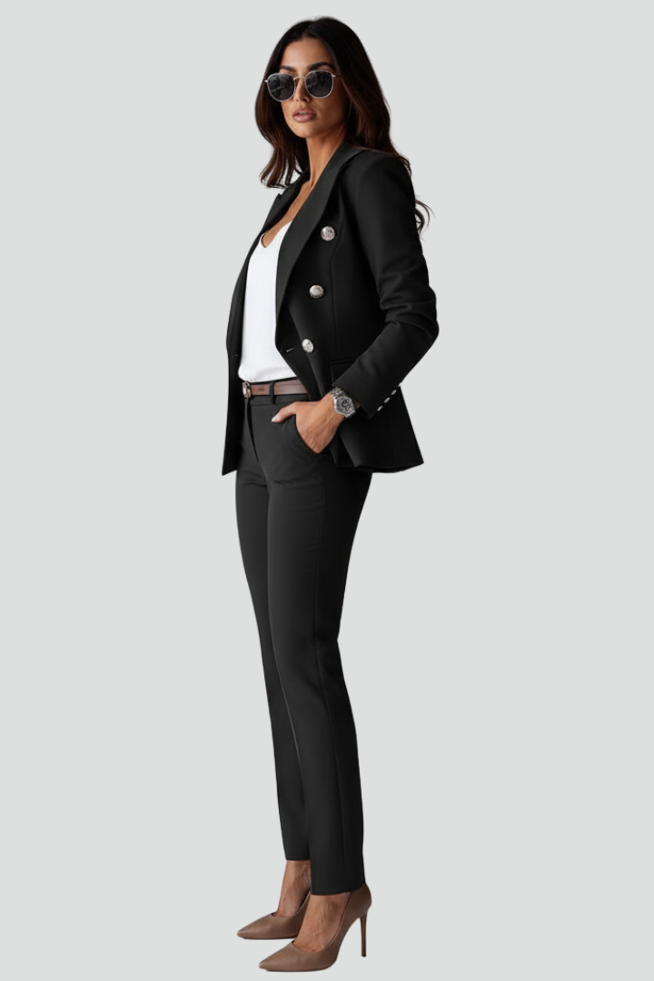Zweiteiliges Anzug-Set für Damen – Tailliertes Blazer & gerade Hose für Büro & Business