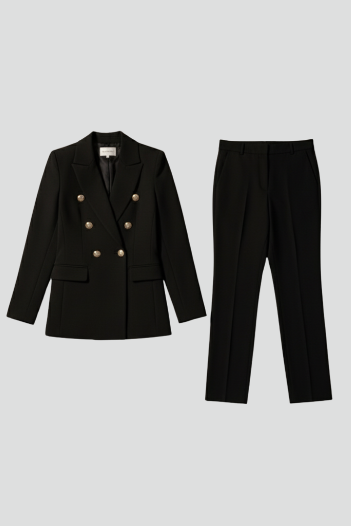 Zweiteiliges Anzug-Set für Damen – Tailliertes Blazer & gerade Hose für Büro & Business
