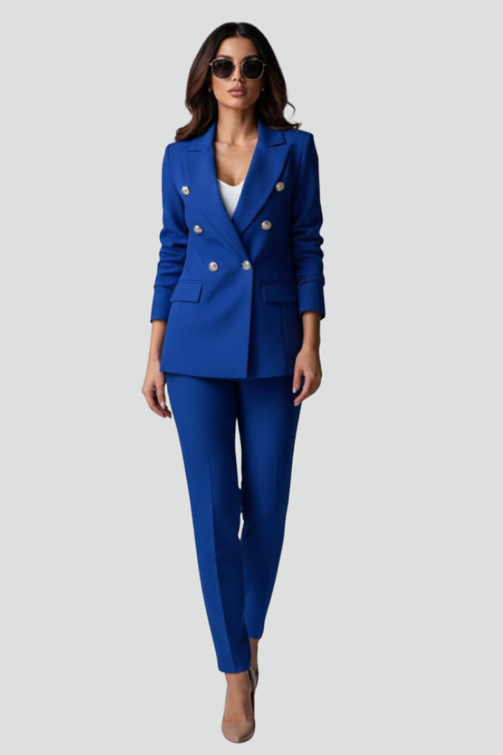 Zweiteiliges Anzug-Set für Damen – Tailliertes Blazer & gerade Hose für Büro & Business