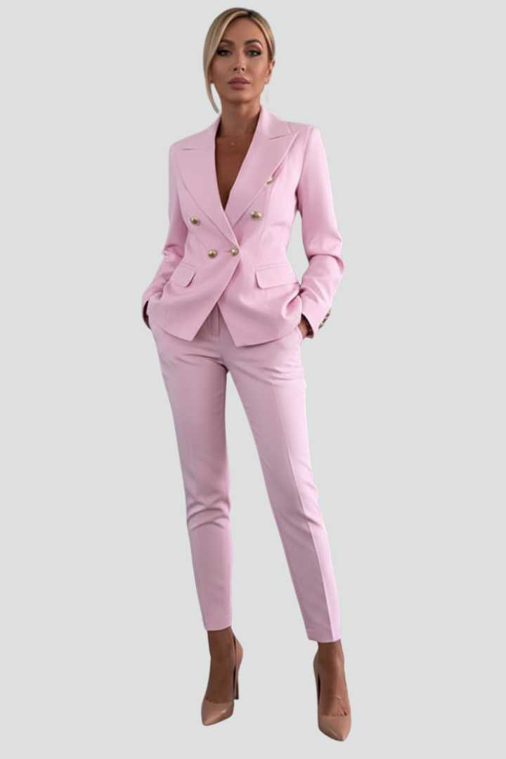 Zweiteiliges Anzug-Set für Damen – Tailliertes Blazer & gerade Hose für Büro & Business