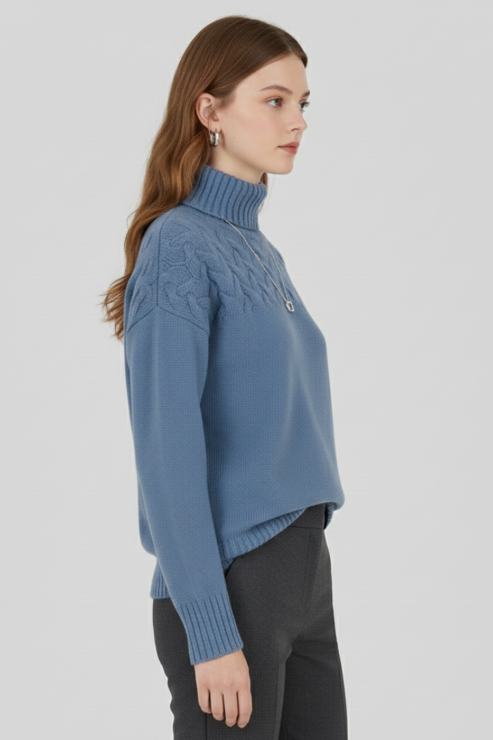 Cyrilla | Women’s Sweater with Turtleneck and Textured Cable Pattern