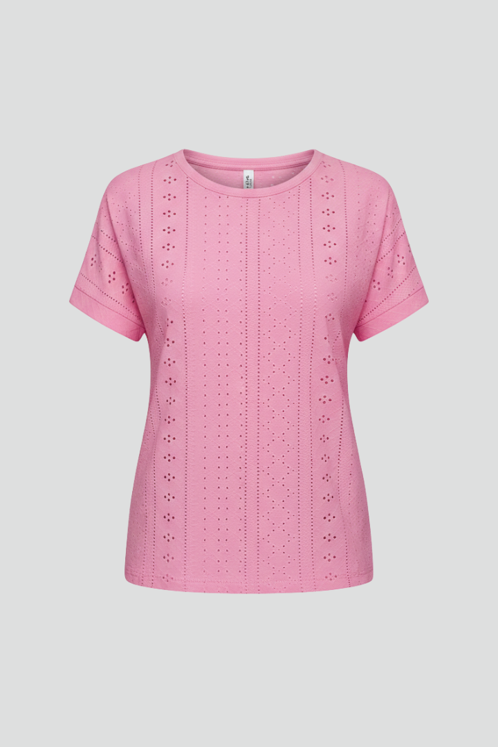Dame T-skjorte med Rund halsudskæring og Eyelet Pattern