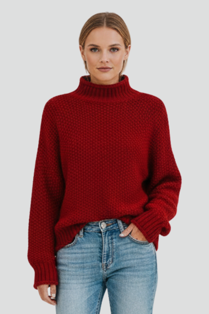 Edna | Women’s Textured Turtleneck Jumper with Long Sleeves