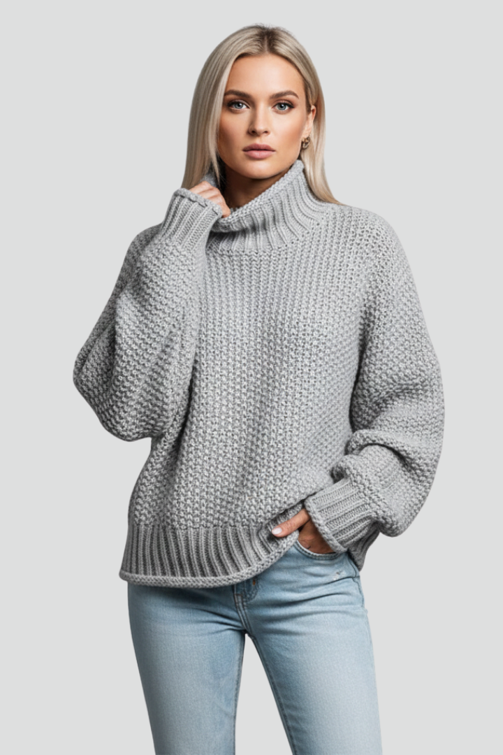 Edna | Women’s Textured Turtleneck Jumper with Long Sleeves
