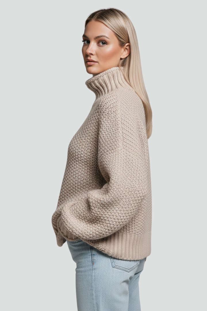 Edna | Women’s Textured Turtleneck Jumper with Long Sleeves