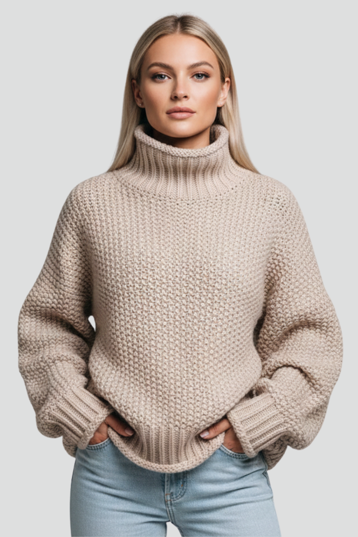Edna | Women’s Textured Turtleneck Jumper with Long Sleeves