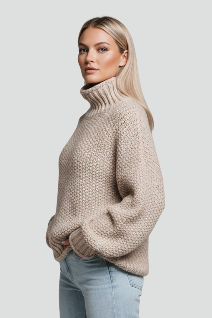 Edna | Women’s Textured Turtleneck Jumper with Long Sleeves
