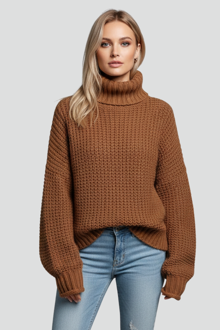 Edna | Women’s Textured Turtleneck Jumper with Long Sleeves