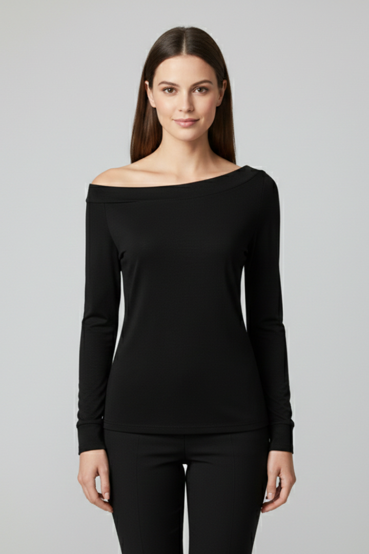 Casilda | Women’s Top with Off-Shoulder Neckline and Long Sleeves