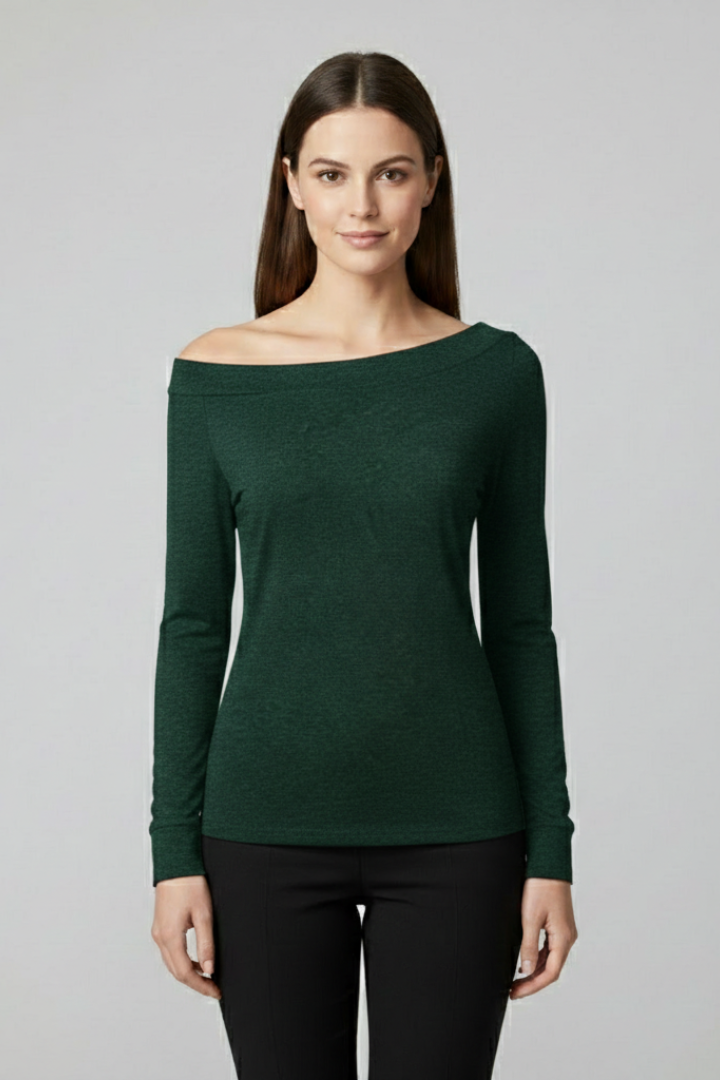 Casilda | Women’s Top with Off-Shoulder Neckline and Long Sleeves