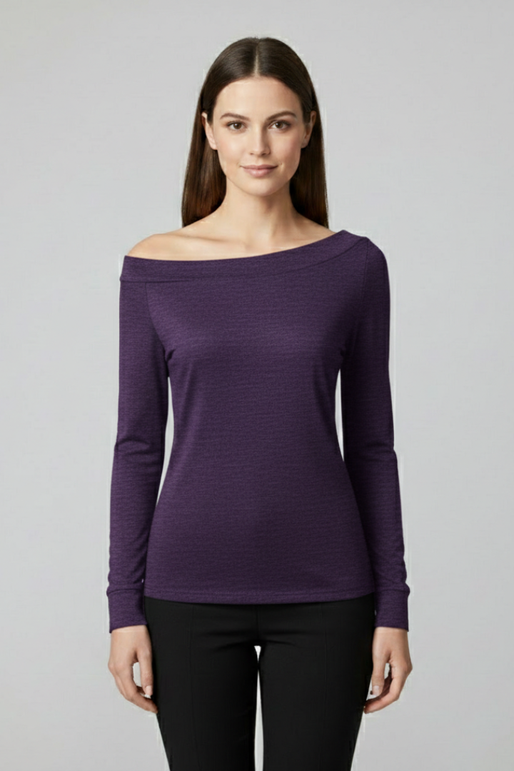 Casilda | Women’s Top with Off-Shoulder Neckline and Long Sleeves