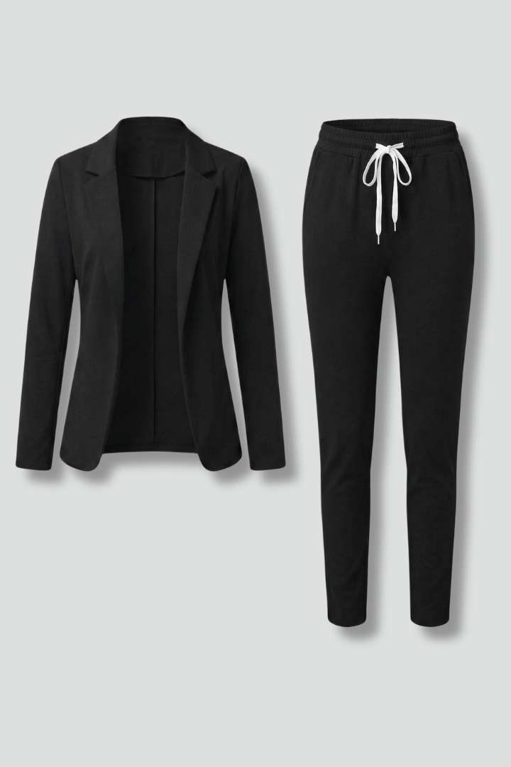 Edith | Women’s Trouser Set with Lapel Collar and Elastic Waistband