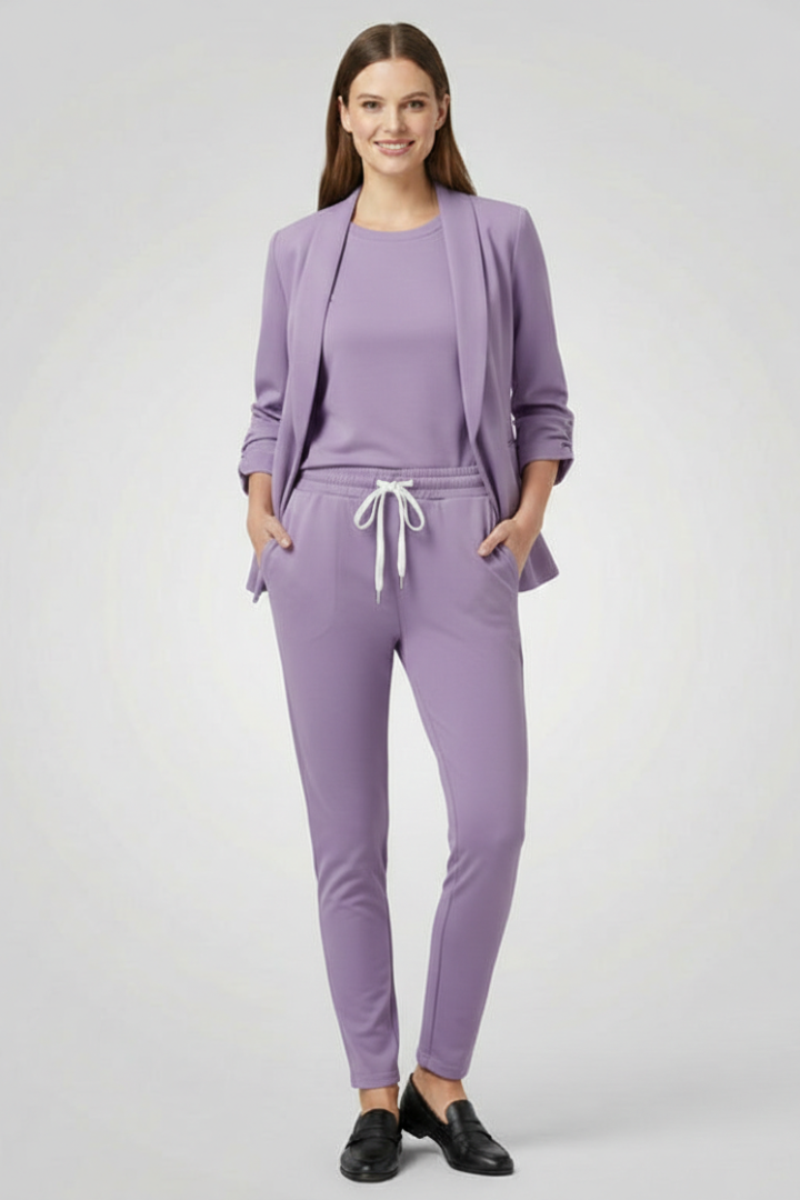 Edith | Women’s Trouser Set with Lapel Collar and Elastic Waistband