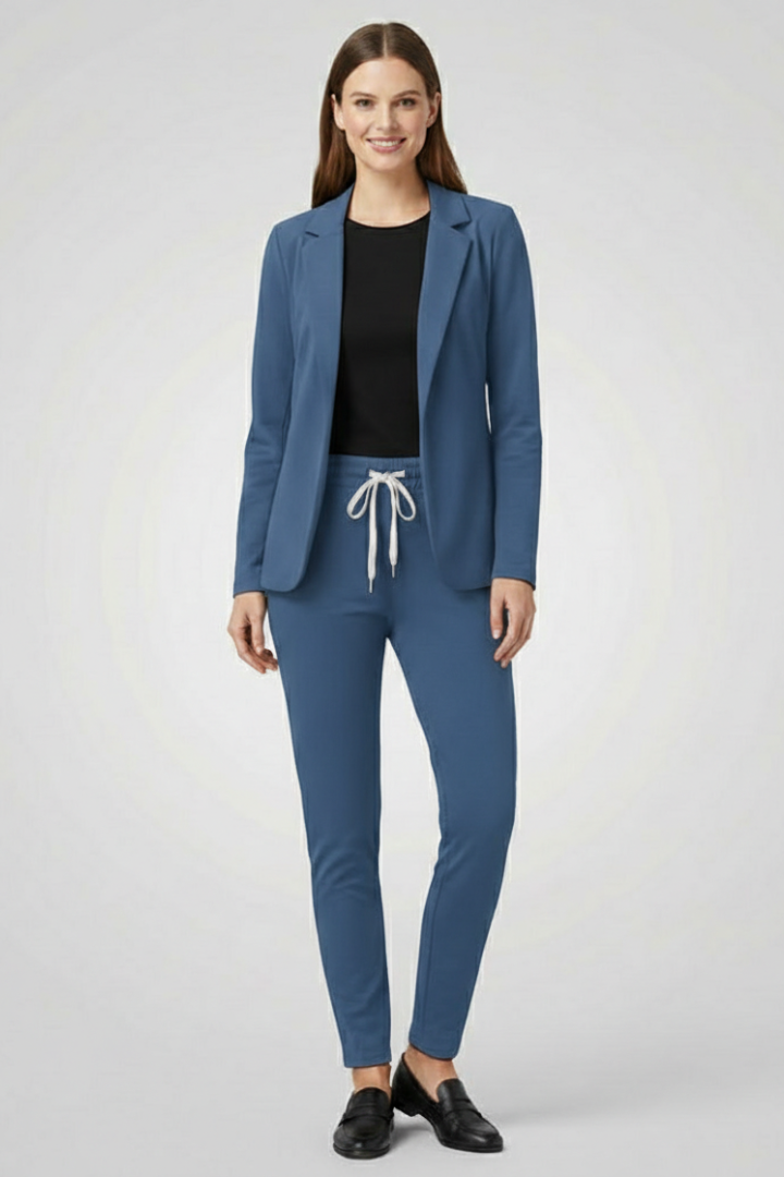 Edith | Women’s Trouser Set with Lapel Collar and Elastic Waistband