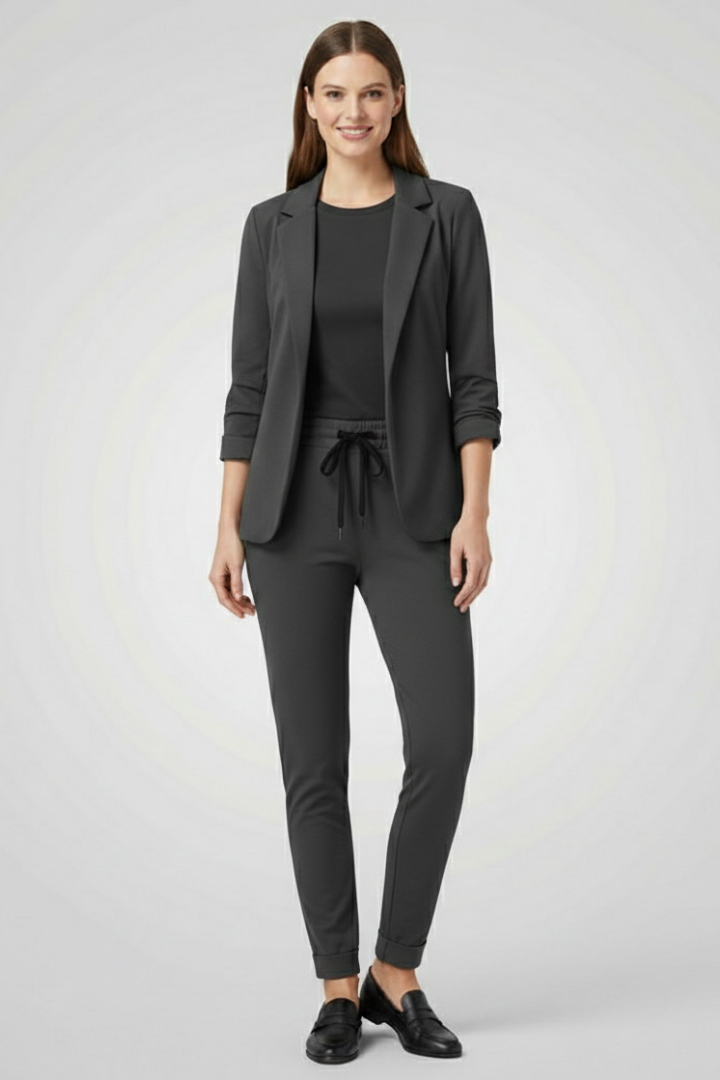 Edith | Women’s Trouser Set with Lapel Collar and Elastic Waistband
