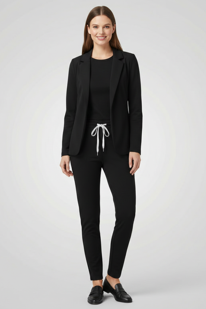 Edith | Women’s Trouser Set with Lapel Collar and Elastic Waistband
