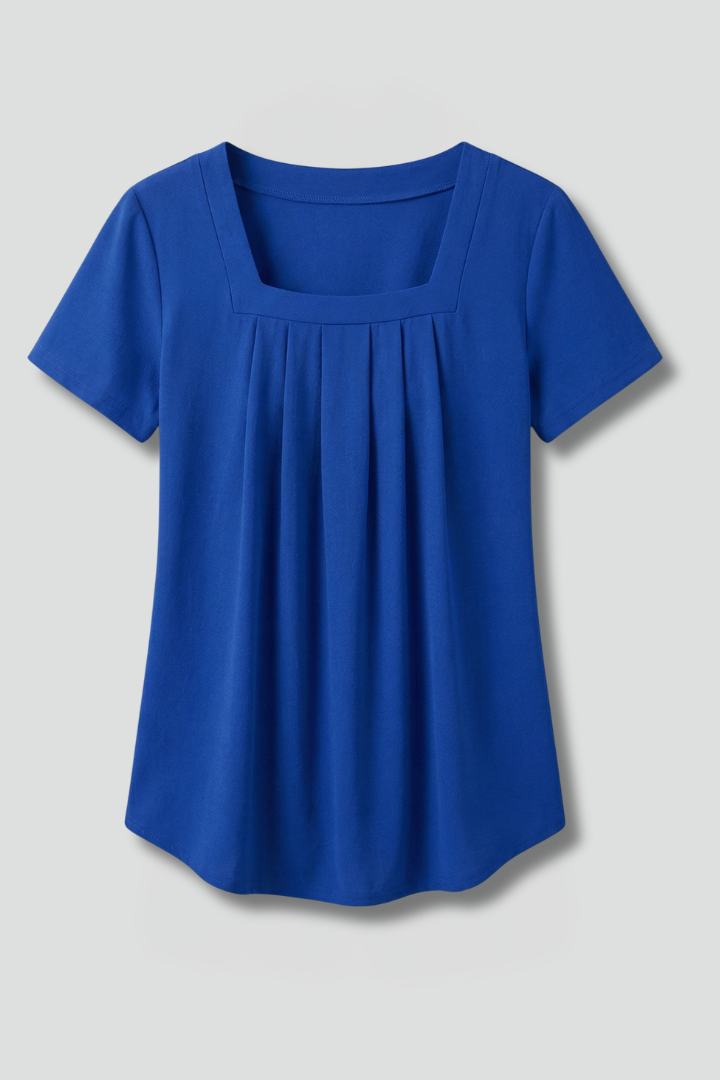 Dame Tunic Top med Firkantet udskæring og Plisseret Front