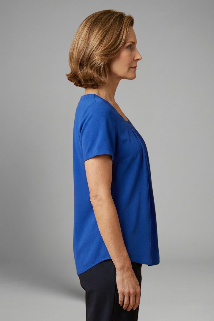 Dame Tunic Top med Firkantet udskæring og Plisseret Front