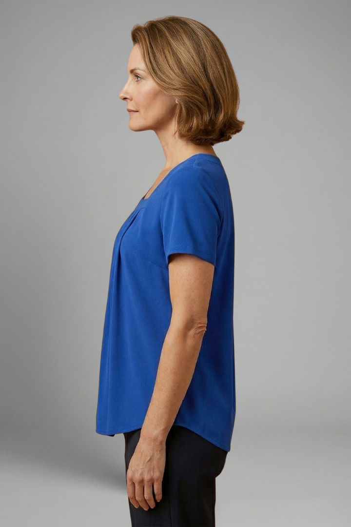 Dame Tunic Top med Firkantet udskæring og Plisseret Front