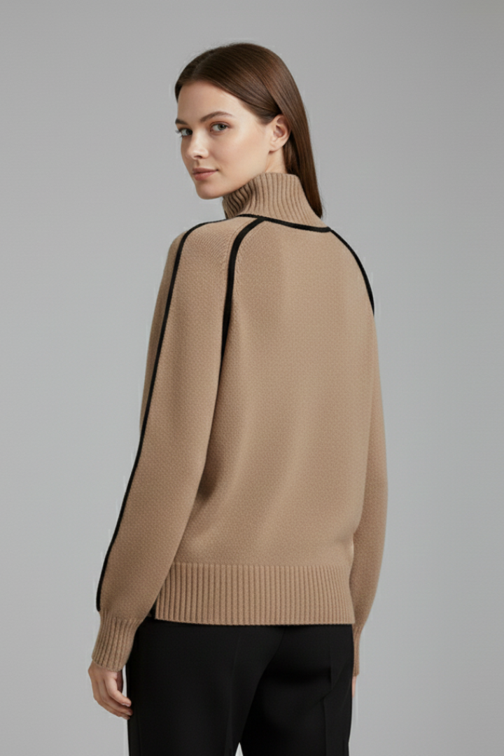 Ebba | Women’s Turtleneck Jumper with Ribbed Collar and Trim