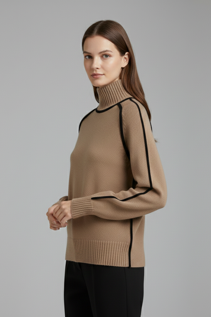 Ebba | Women’s Turtleneck Jumper with Ribbed Collar and Trim