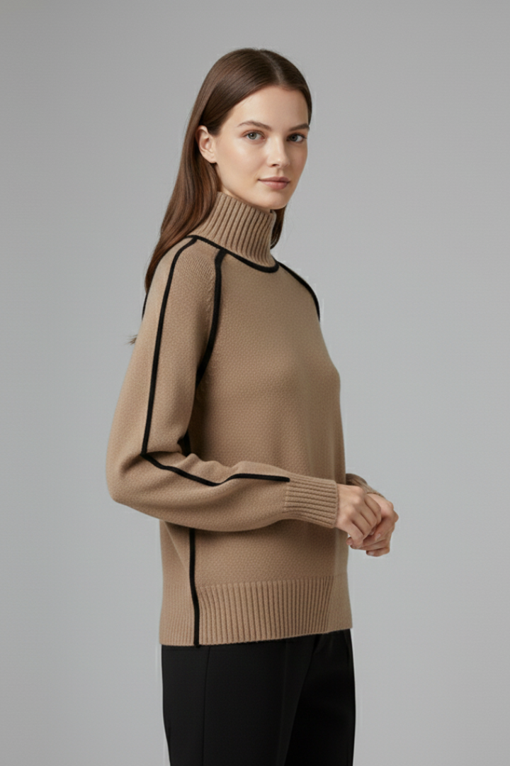 Ebba | Women’s Turtleneck Jumper with Ribbed Collar and Trim