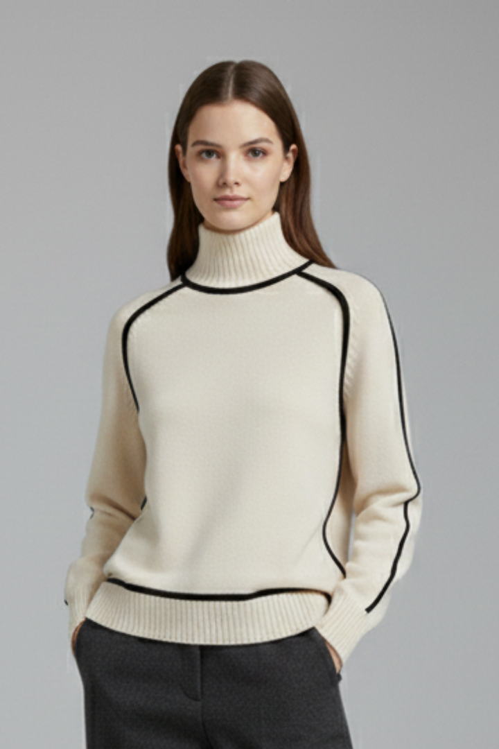 Ebba | Women’s Turtleneck Jumper with Ribbed Collar and Trim