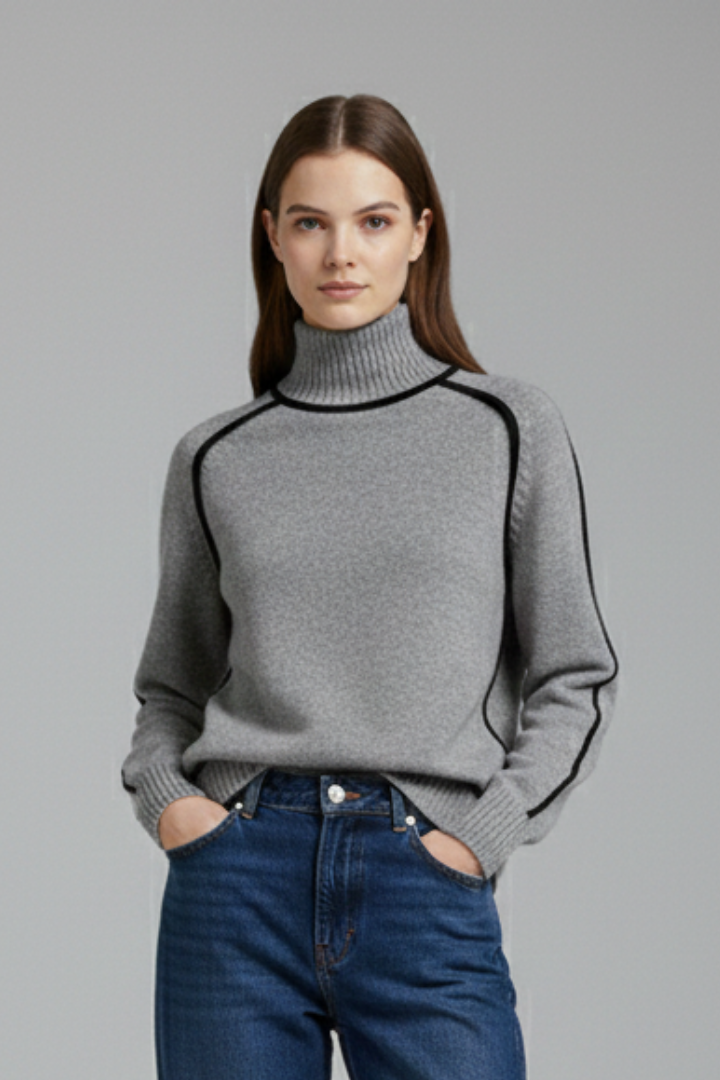 Ebba | Women’s Turtleneck Jumper with Ribbed Collar and Trim