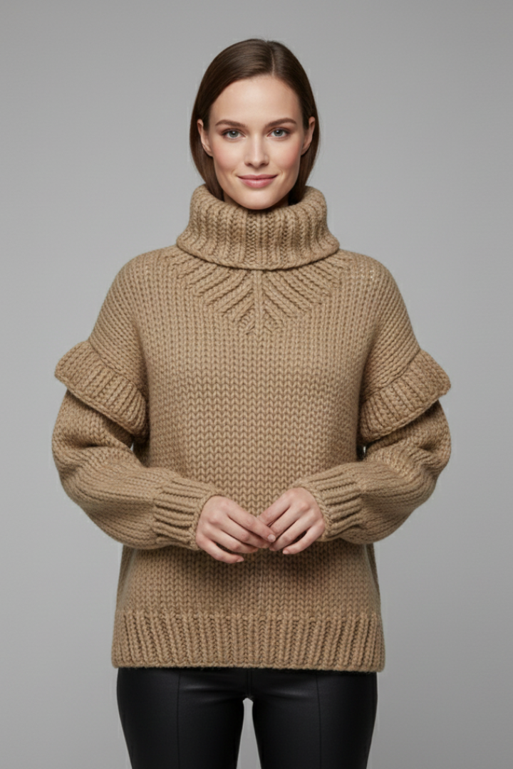 Edeline | Women’s Turtleneck Jumper with Ribbed Knit and Long Sleeves