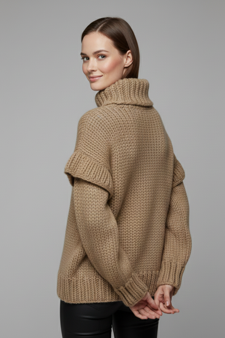 Edeline | Women’s Turtleneck Jumper with Ribbed Knit and Long Sleeves