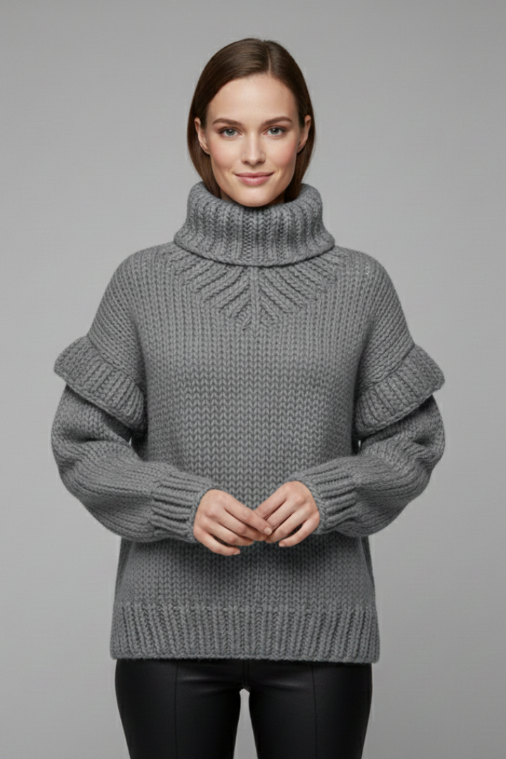 Edeline | Women’s Turtleneck Jumper with Ribbed Knit and Long Sleeves