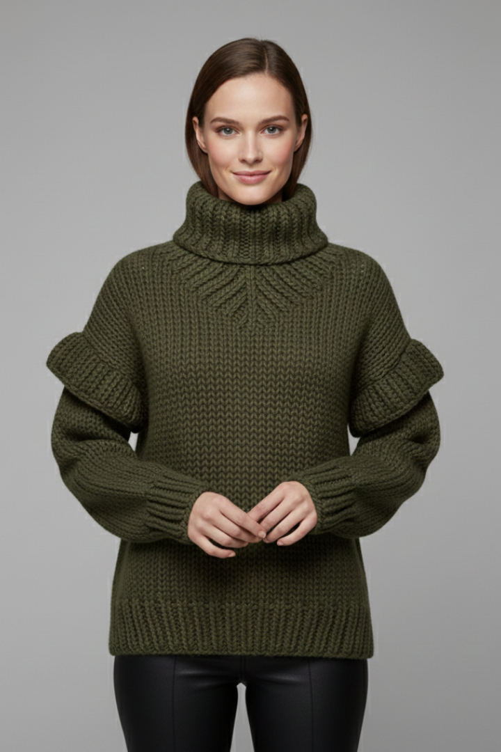 Edeline | Women’s Turtleneck Jumper with Ribbed Knit and Long Sleeves
