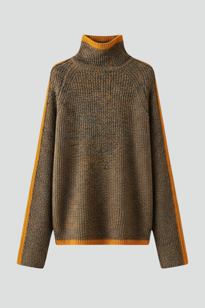 Dymphna | Women’s Turtleneck Jumper with Ribbed Knit and Trim