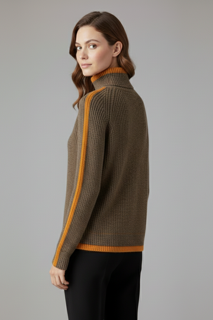 Dymphna | Women’s Turtleneck Jumper with Ribbed Knit and Trim