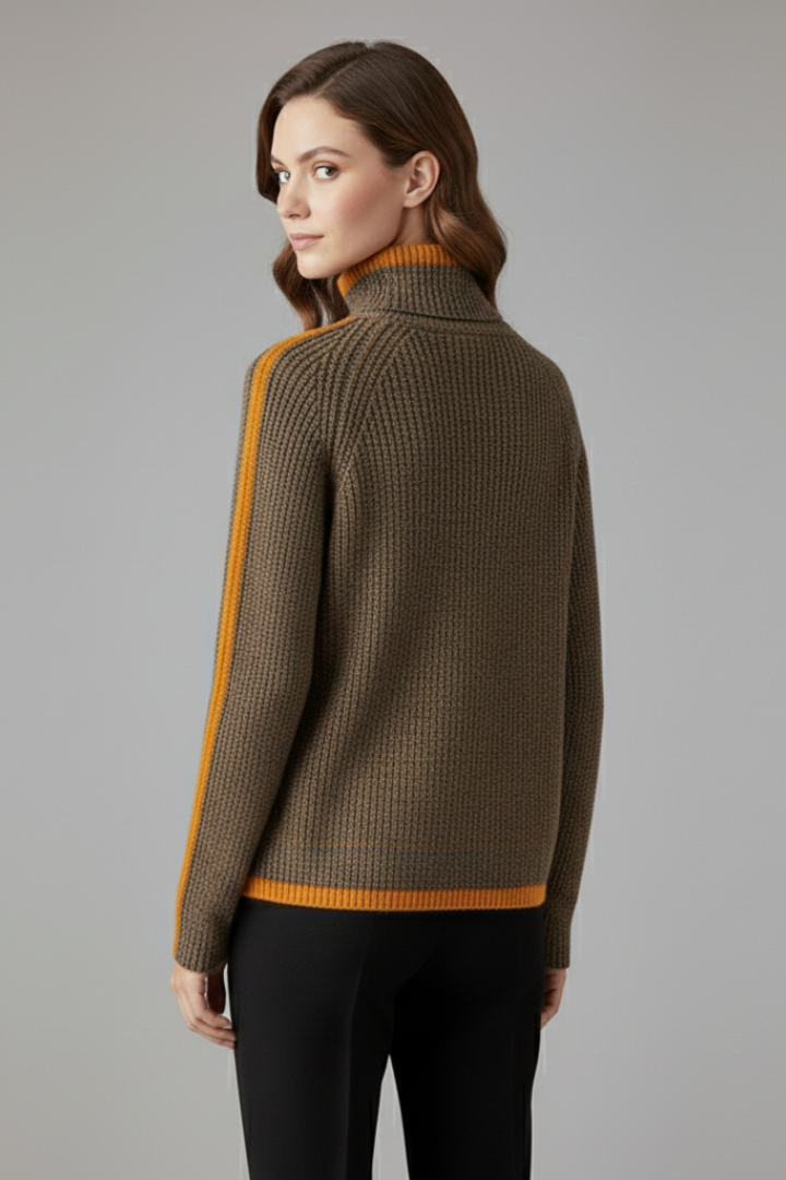Dymphna | Women’s Turtleneck Jumper with Ribbed Knit and Trim