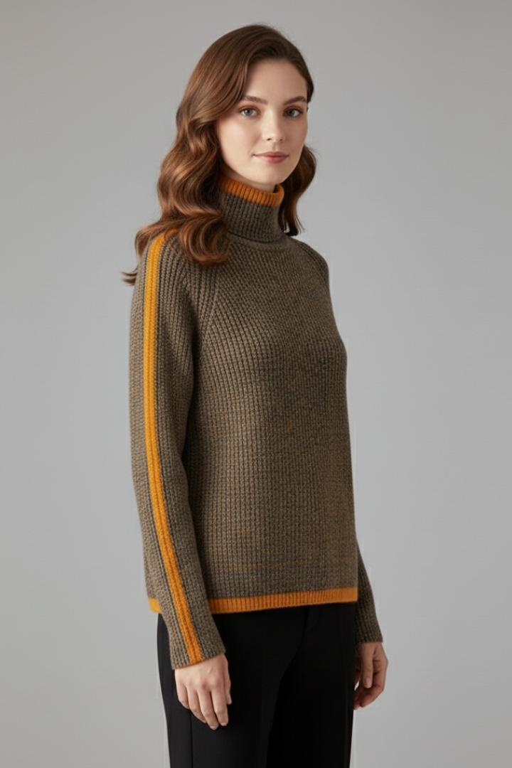 Dymphna | Women’s Turtleneck Jumper with Ribbed Knit and Trim