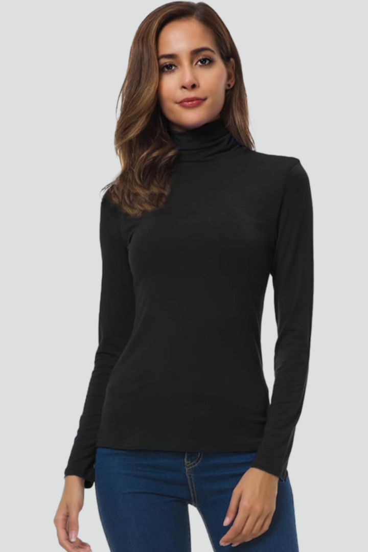Edda | Women’s Turtleneck Sweater with Long Sleeves and Plain Surface