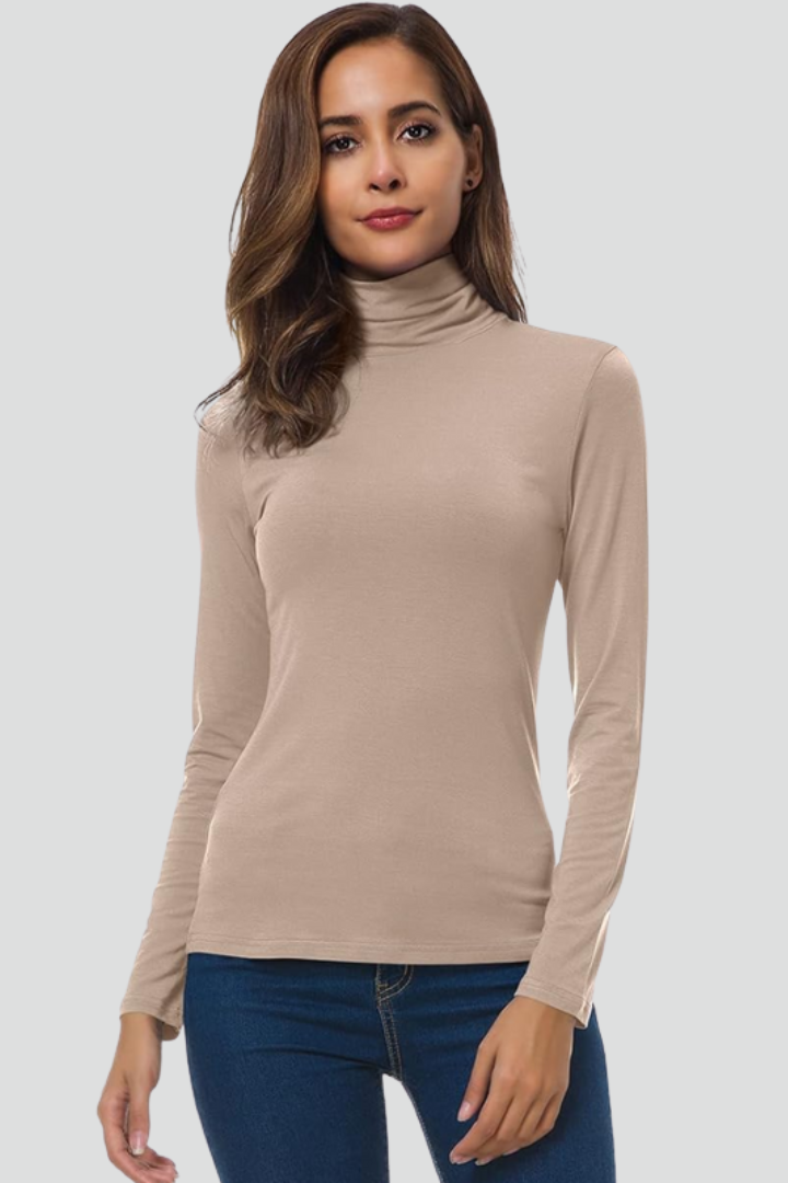 Edda | Women’s Turtleneck Sweater with Long Sleeves and Plain Surface