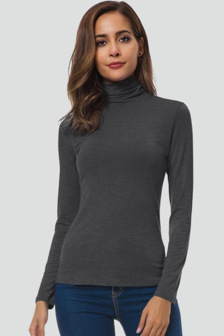 Edda | Women’s Turtleneck Sweater with Long Sleeves and Plain Surface