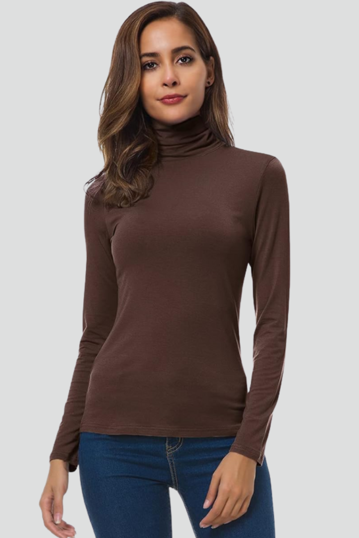 Edda | Women’s Turtleneck Sweater with Long Sleeves and Plain Surface